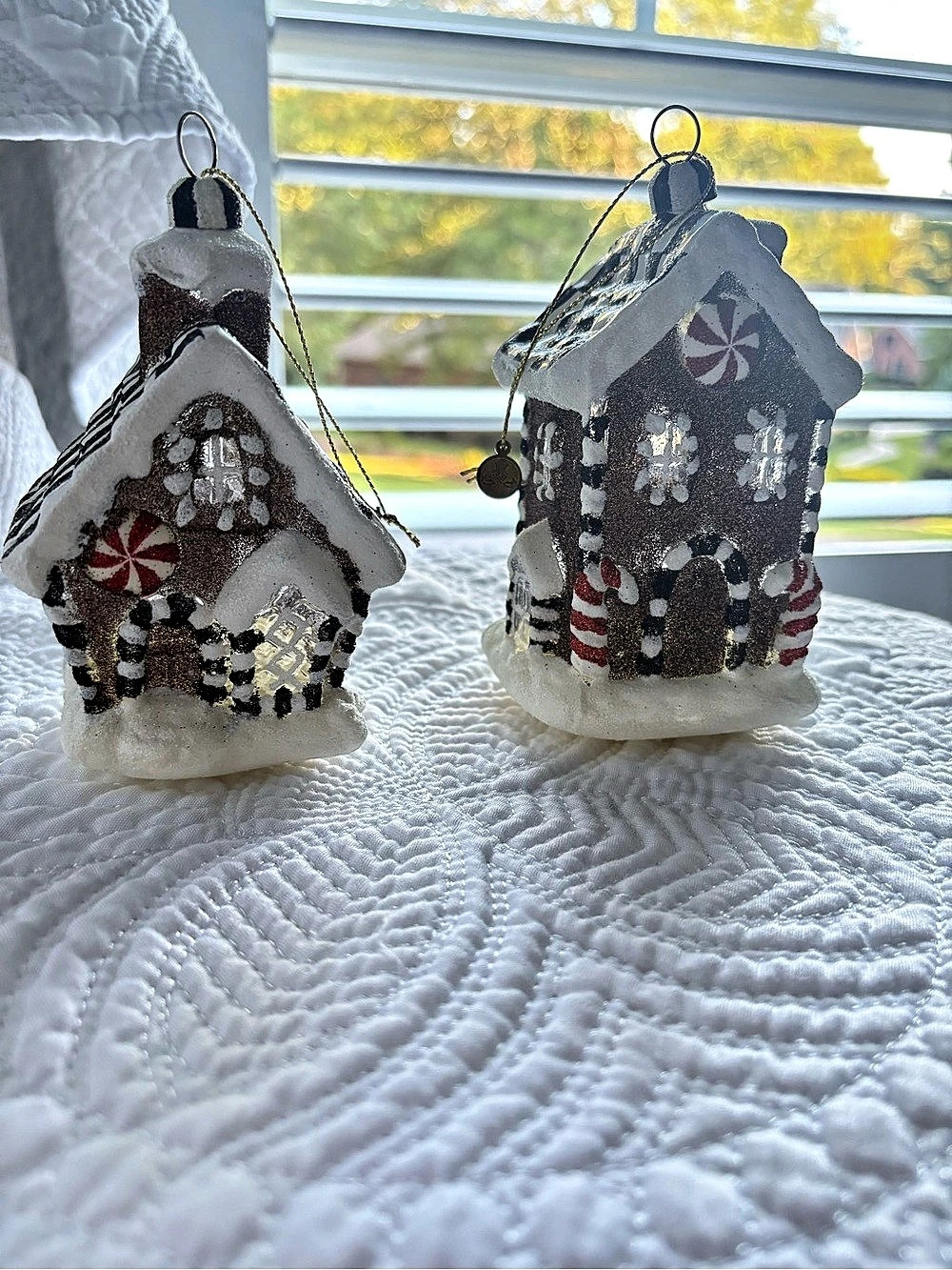 Mackenzie Childs Gingerbread House Ornaments. Only used once in perfect cond